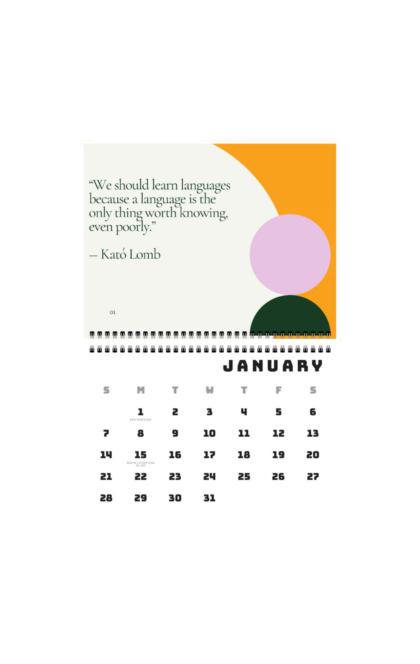 Academic Year Inspirational Language Quote Calendar 2025-26, inspirational quotes about language acquisition, language learning quotes calendar,