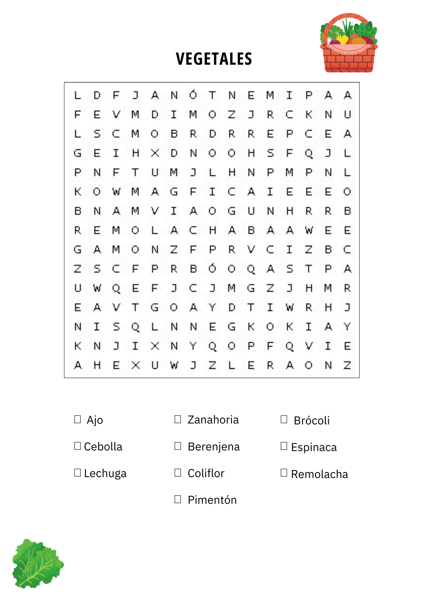 Spanish Vocabulary Word Search Worksheets