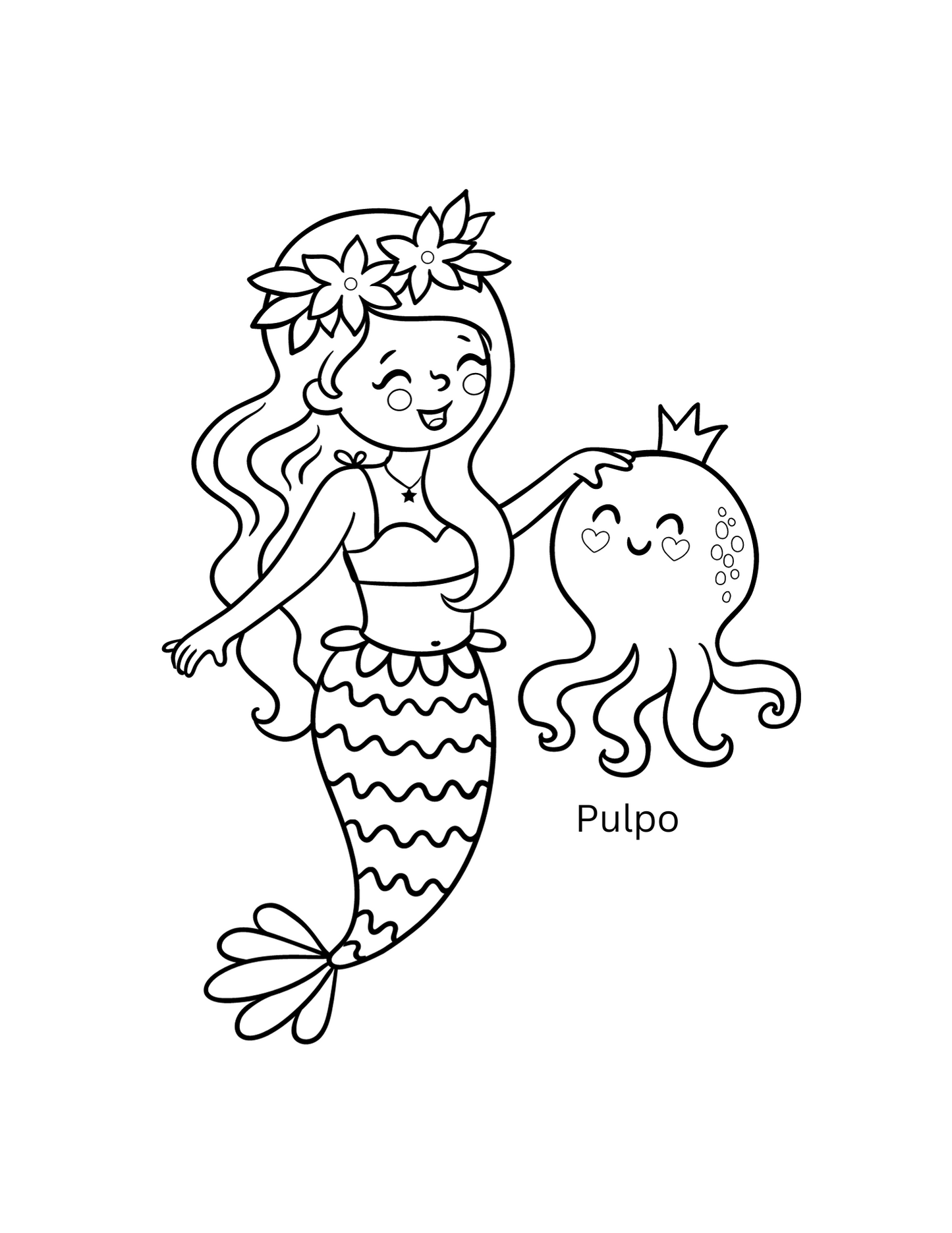 Ocean Adventure Spanish Vocabulary Mermaid Coloring Pack