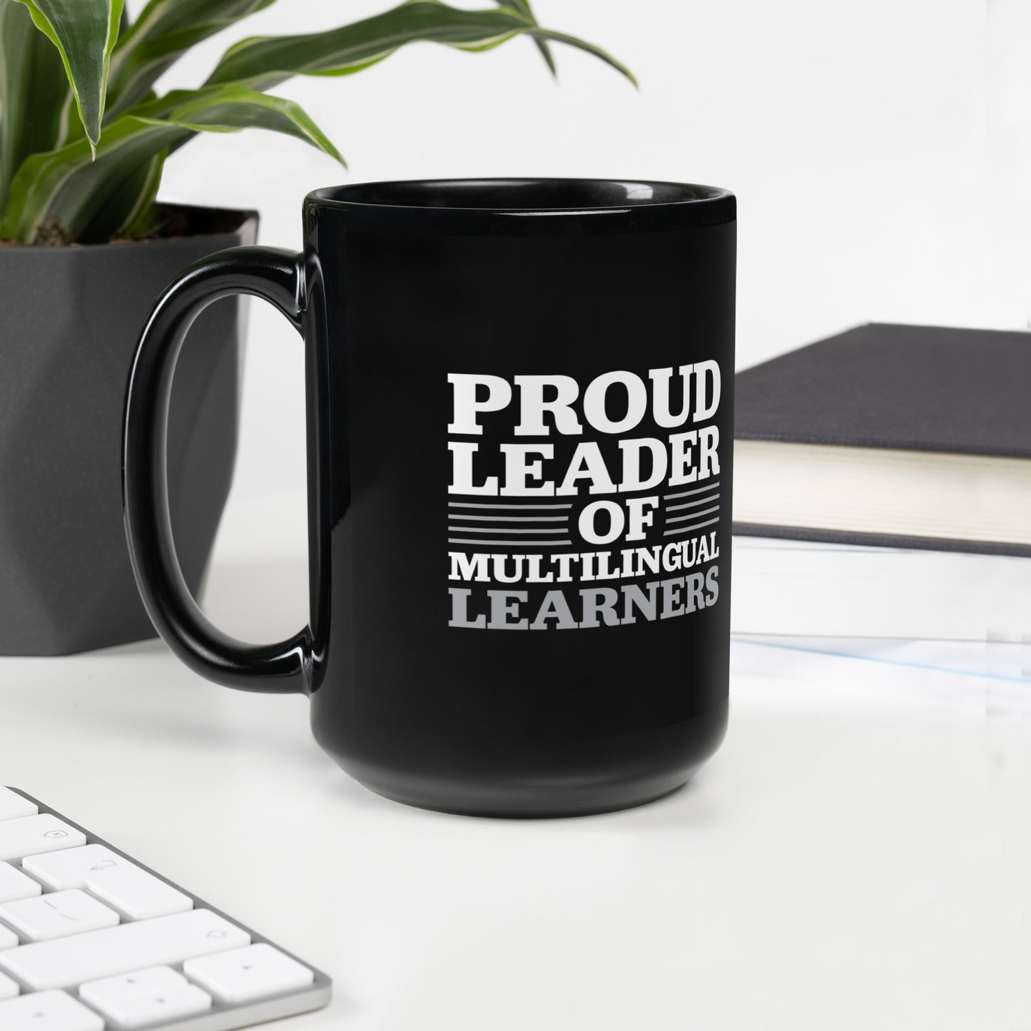 Multilingual Leader Black Glossy Mug