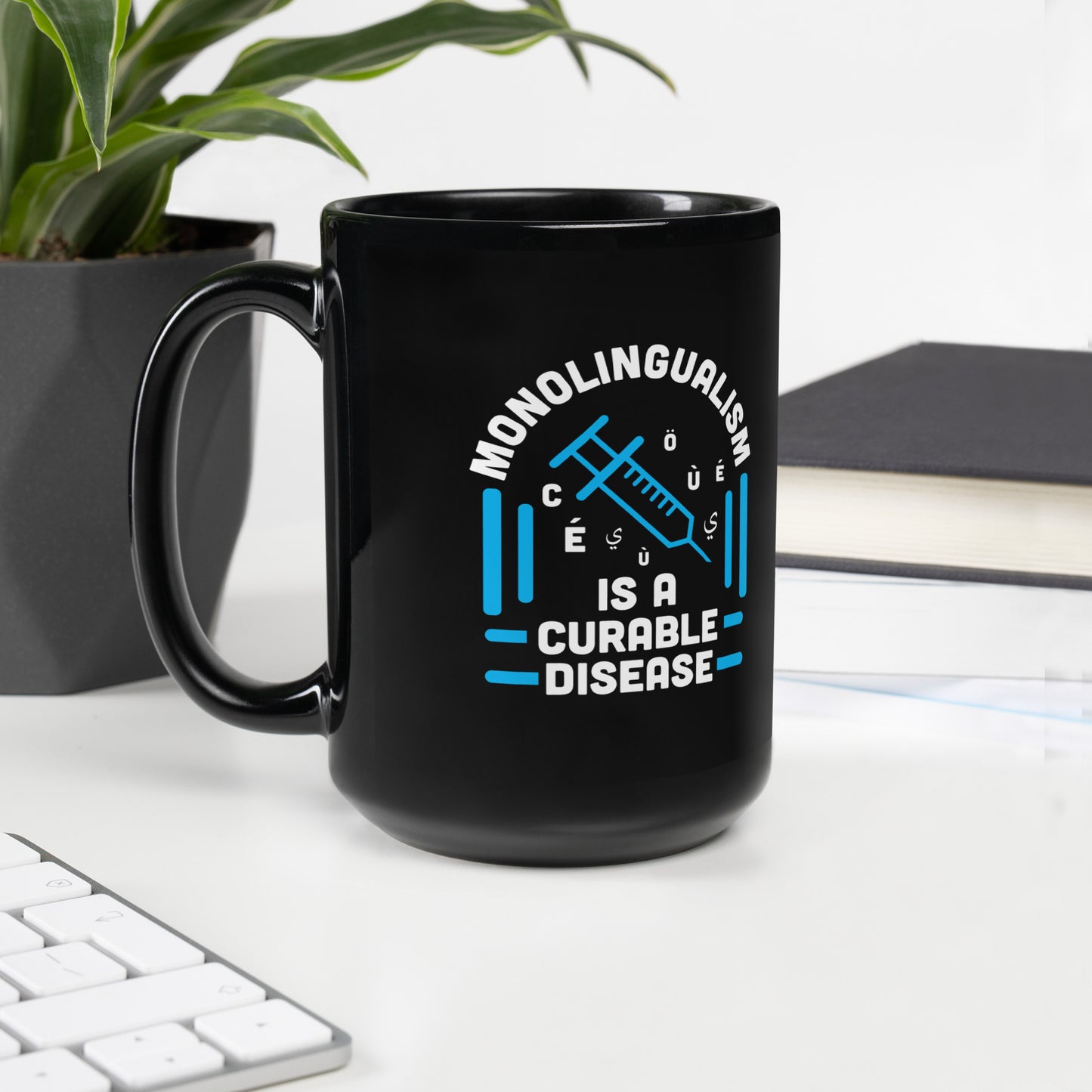 Monolingualism Black Glossy Mug