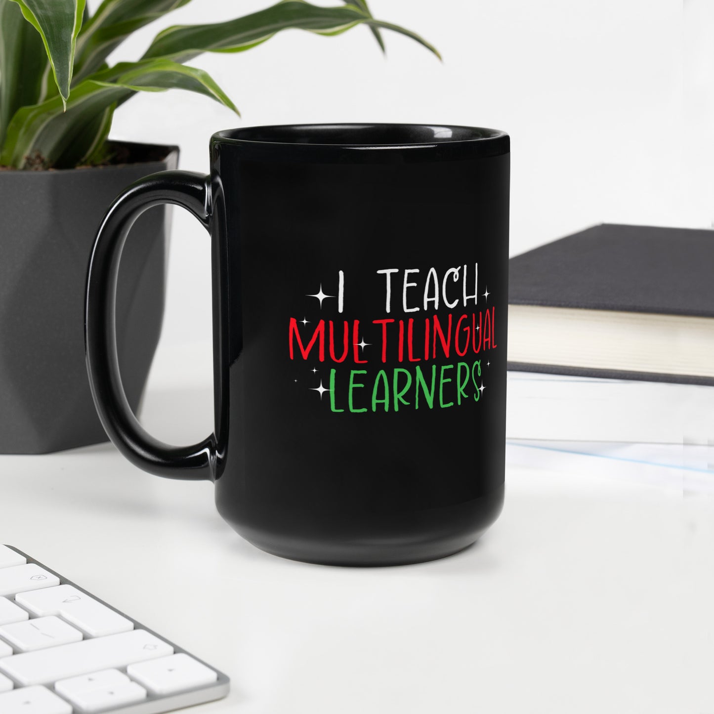 Multilingual Learner Black Glossy Mug