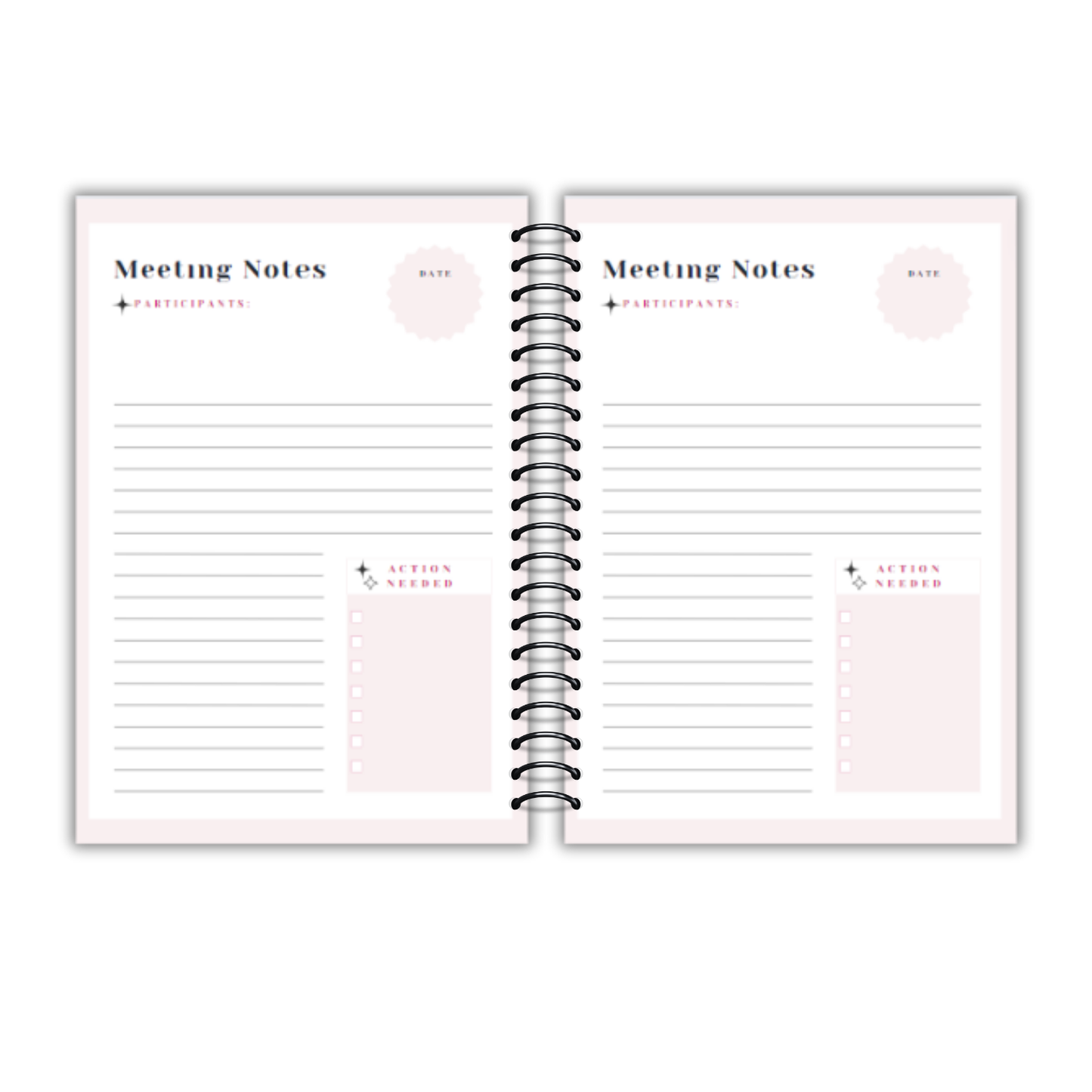 Action Notes Meeting Notebook, Meeting Notebook for Work, Meeting Notebook, Meeting Notes with Action Items,