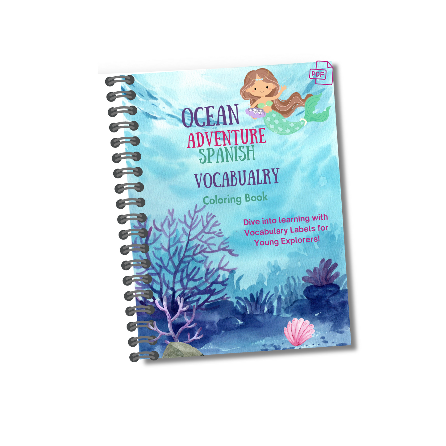 Ocean Adventure Spanish Vocabulary Mermaid Coloring Pack
