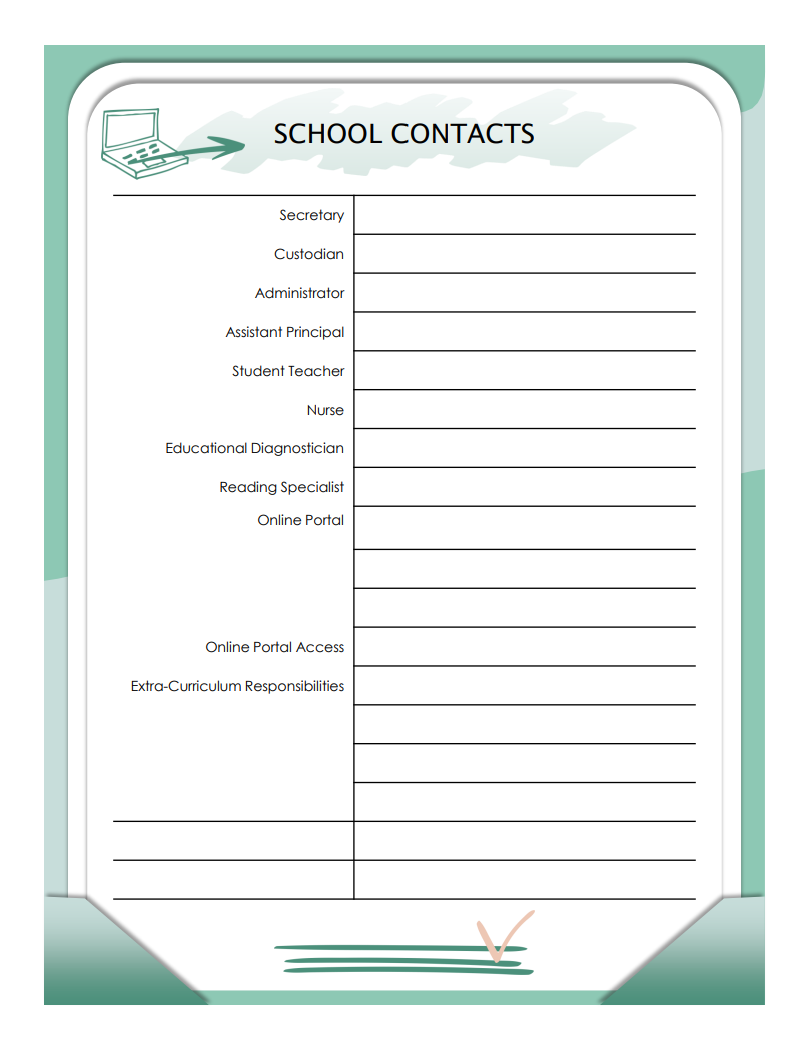 2023 - 2024 ESL Teacher Planner Green Digital