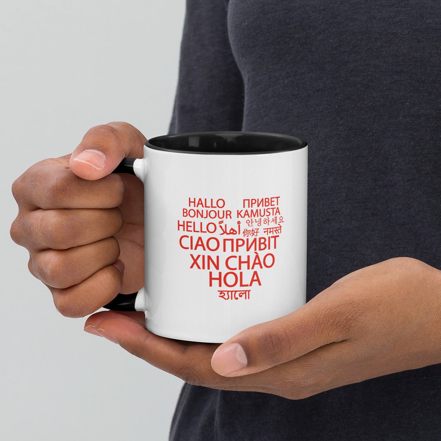 Hello in Different Languages Heart  Mug