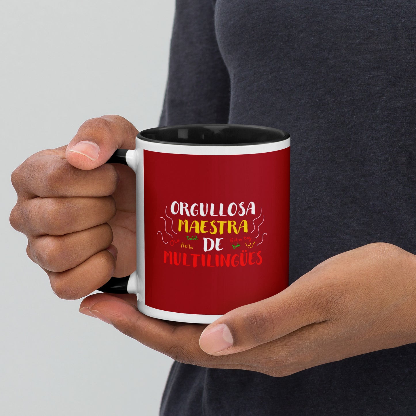 Taza Orgullosa Maestra De Multilingues Color Interior