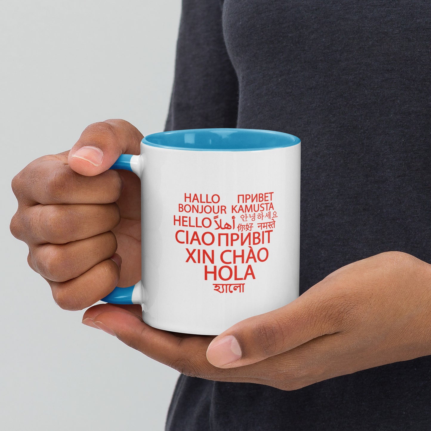 Hello in Different Languages Heart  Mug