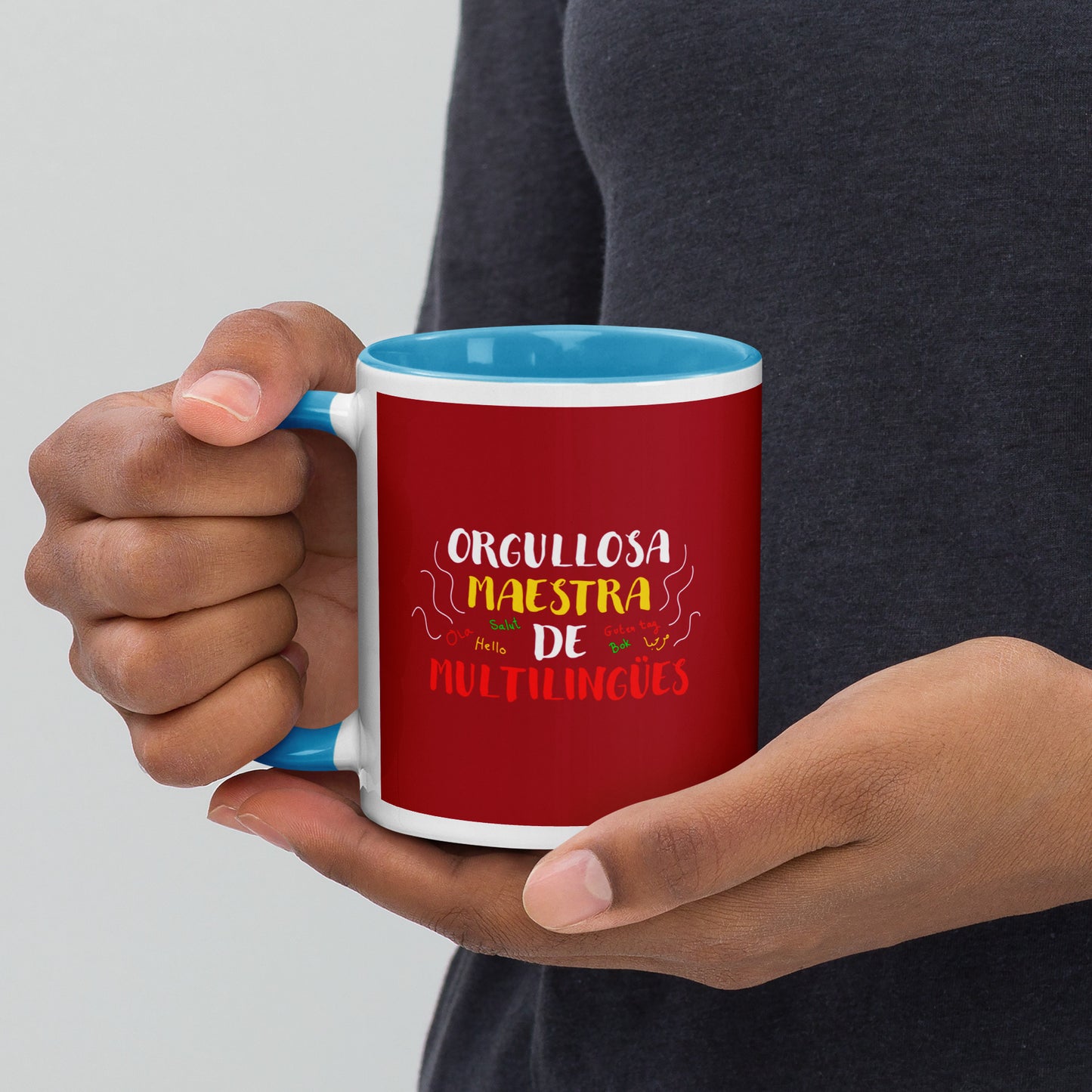 Taza Orgullosa Maestra De Multilingues Color Interior