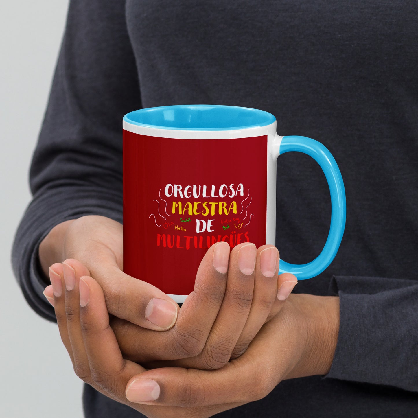 Taza Orgullosa Maestra De Multilingues Color Interior