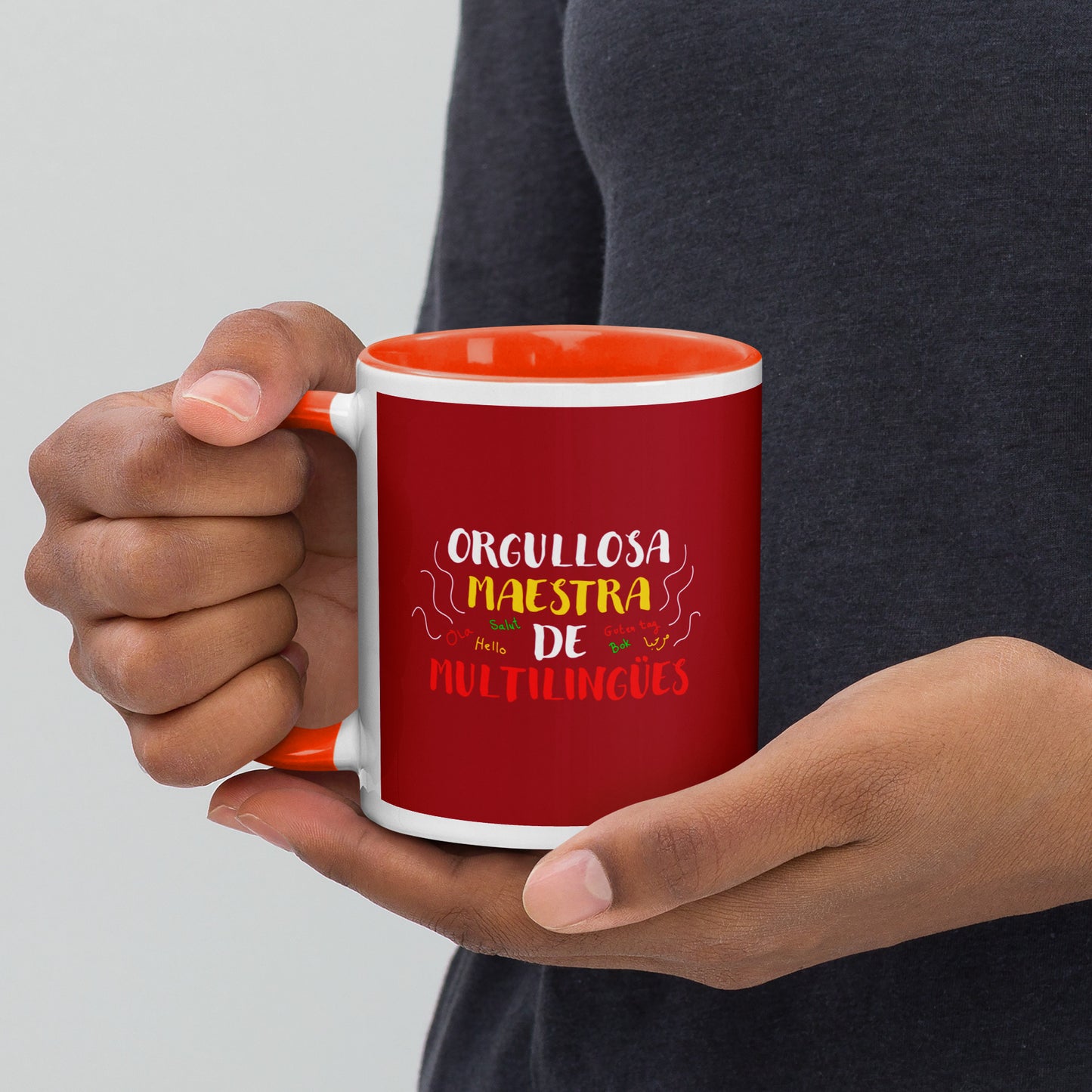 Taza Orgullosa Maestra De Multilingues Color Interior