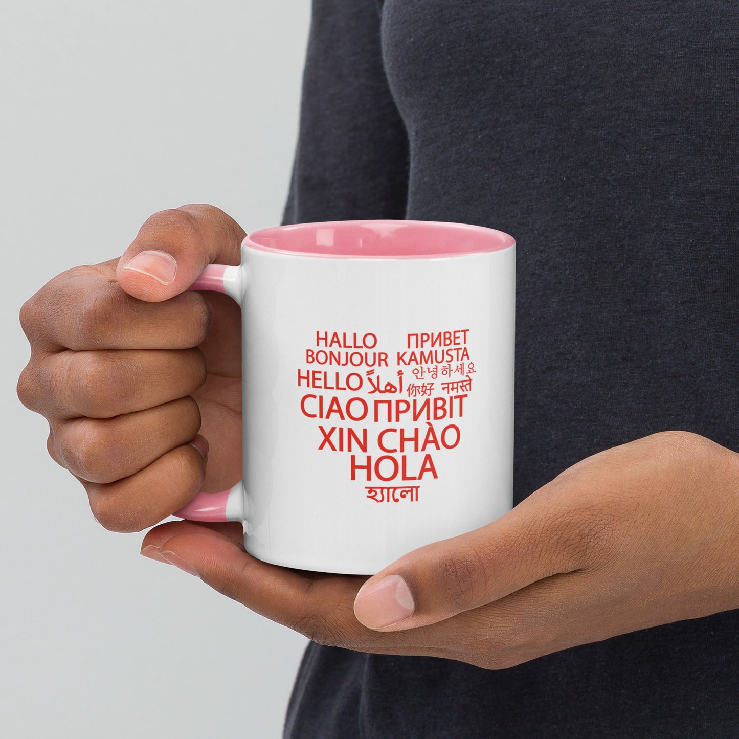 Hello in Different Languages Heart  Mug