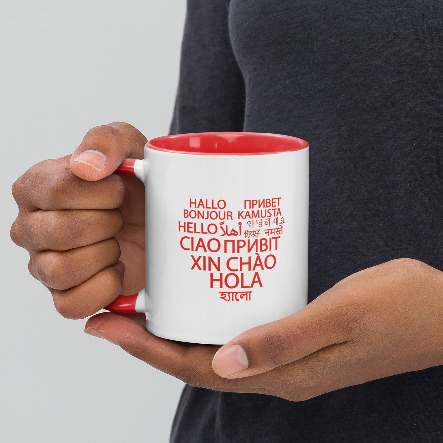 Hello in Different Languages Heart  Mug