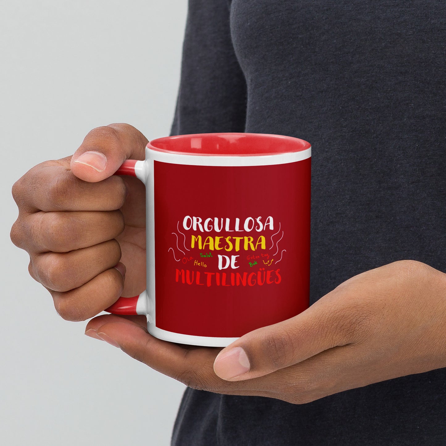 Taza Orgullosa Maestra De Multilingues Color Interior