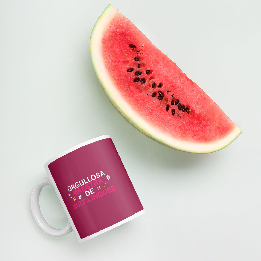 Multilingual Teacher White glossy mug (Spanish)