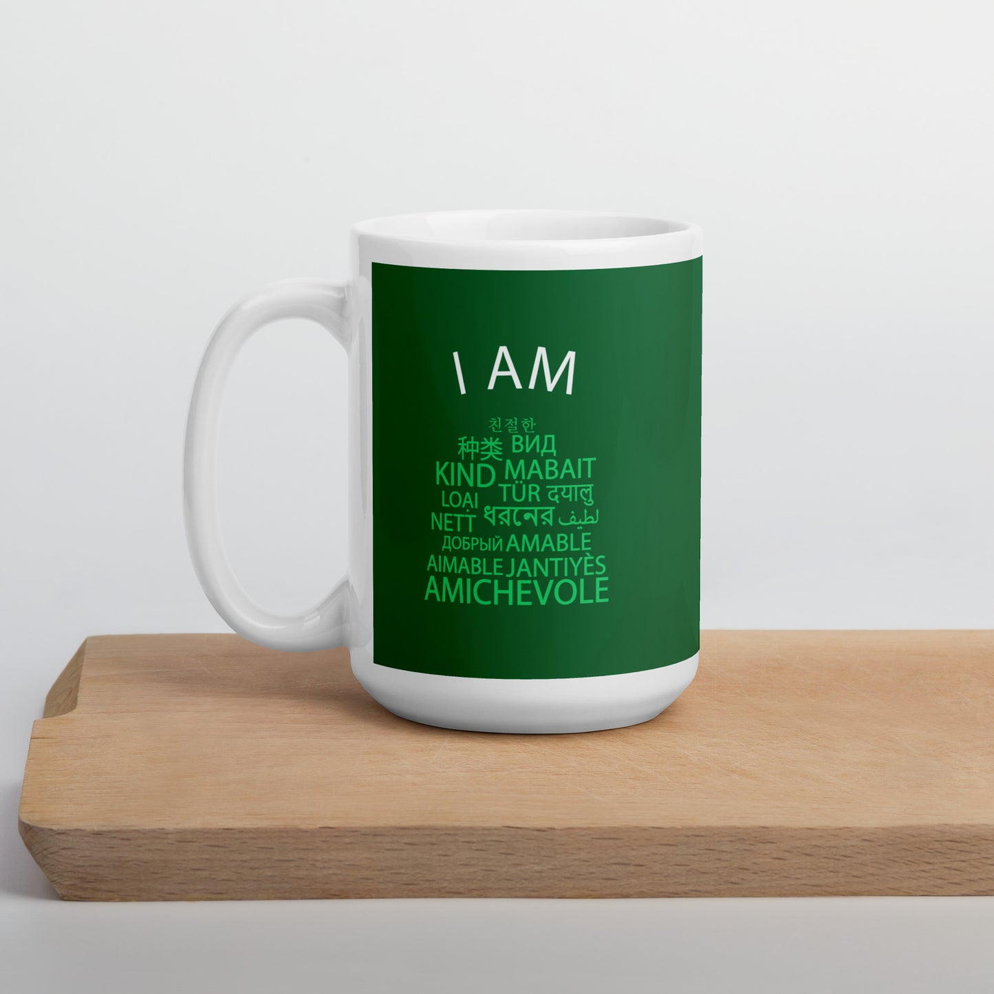 Taza blanca brillante I Am Kind.