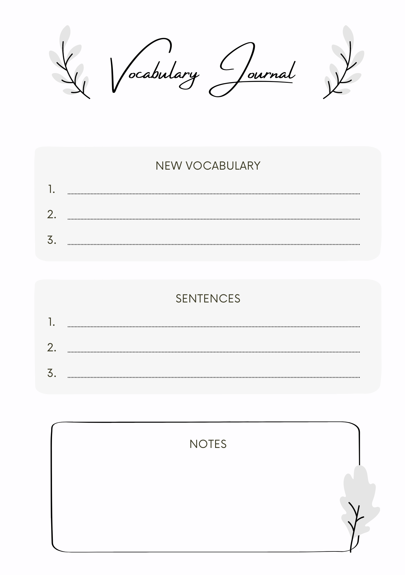 Vocabulary Learning Journal (Printable)