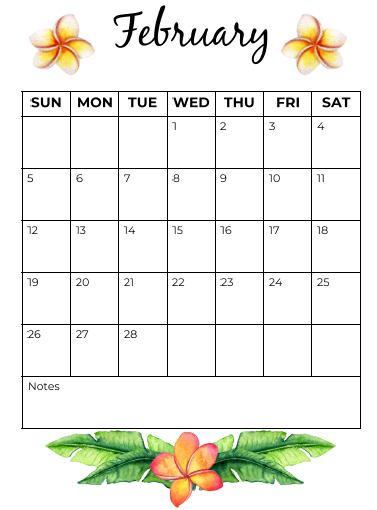 Tropical Floral Calendar - 2023 (Free)