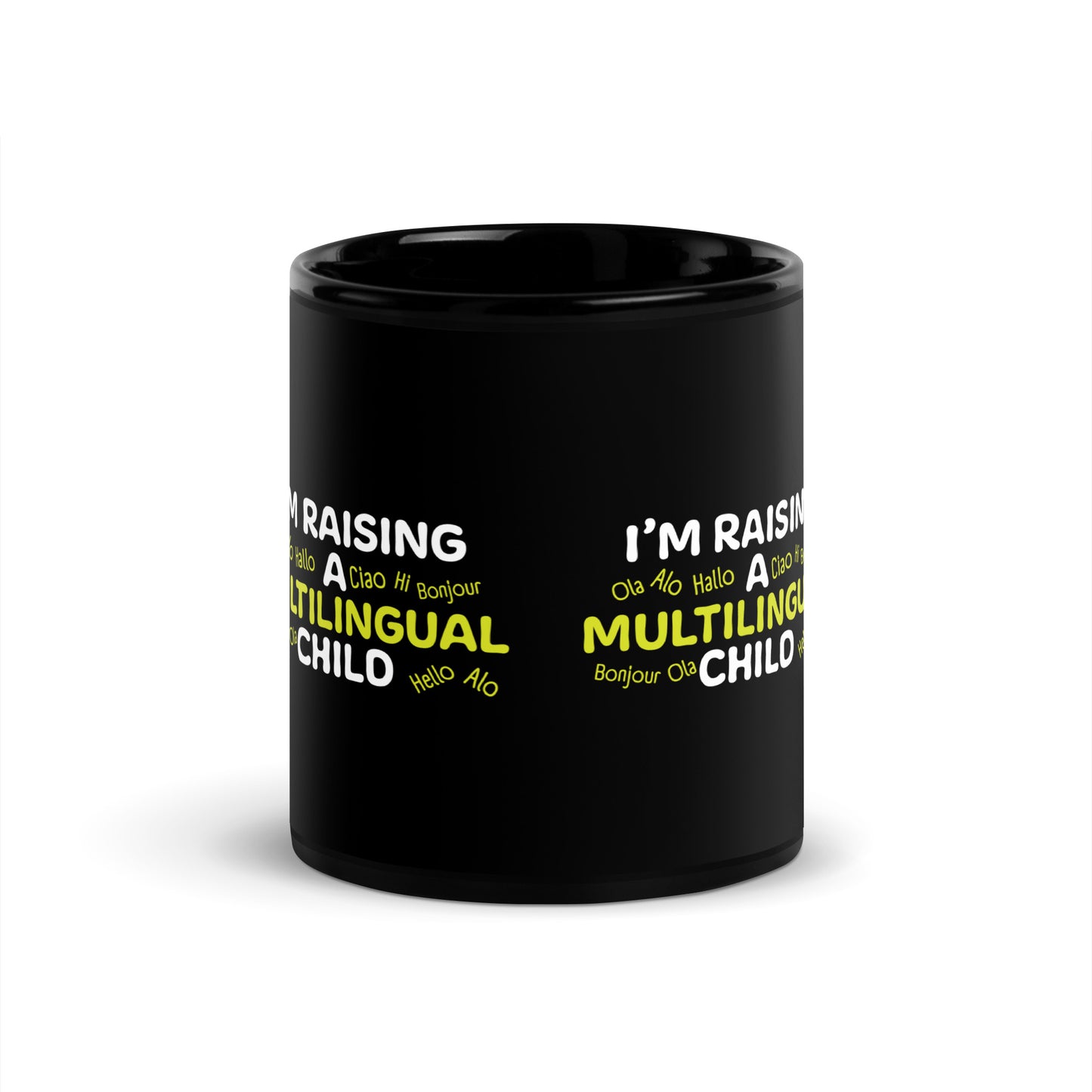 Raising Multilingual Black Mug
