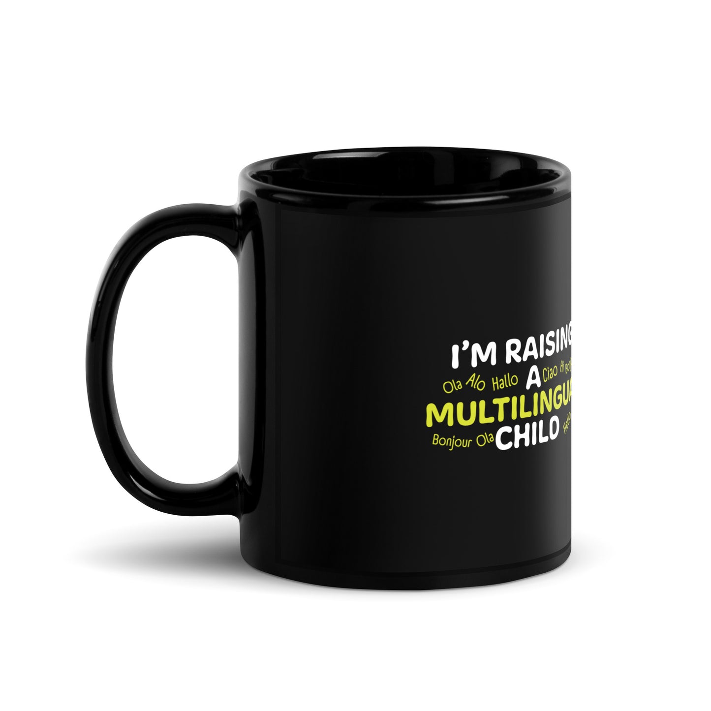 Raising Multilingual Black Mug
