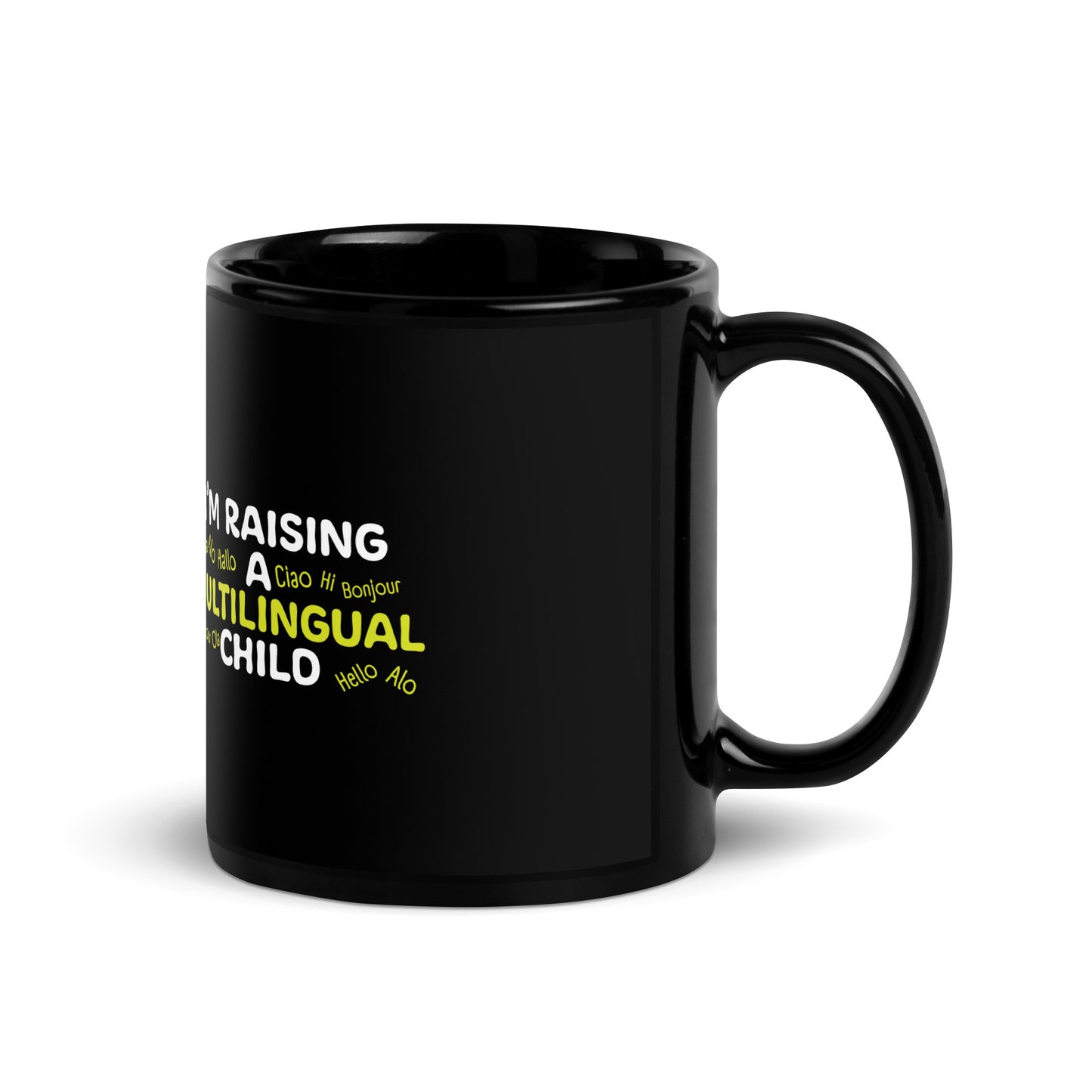 Raising Multilingual Black Mug