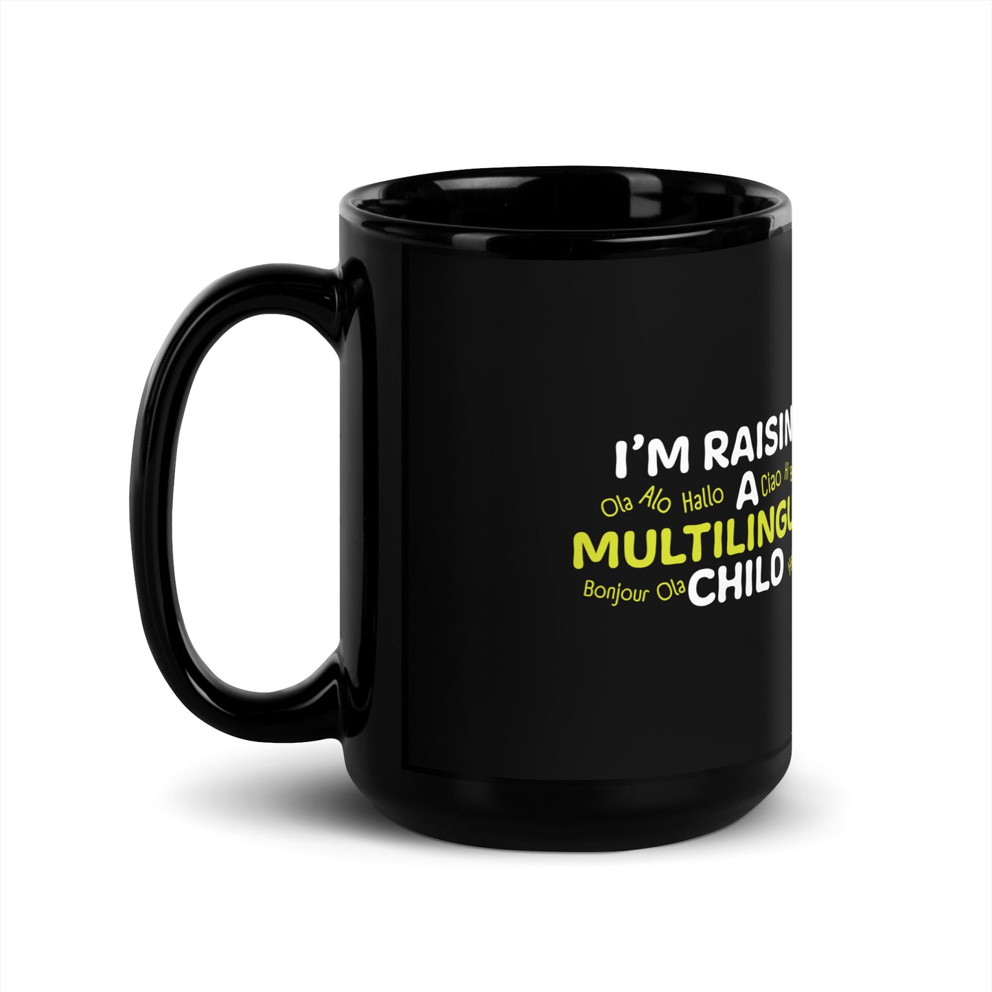 Raising Multilingual Black Mug