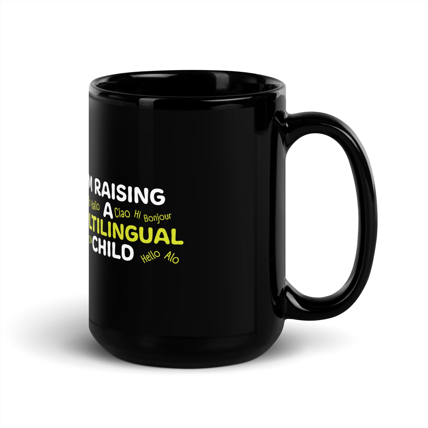 Raising Multilingual Black Mug