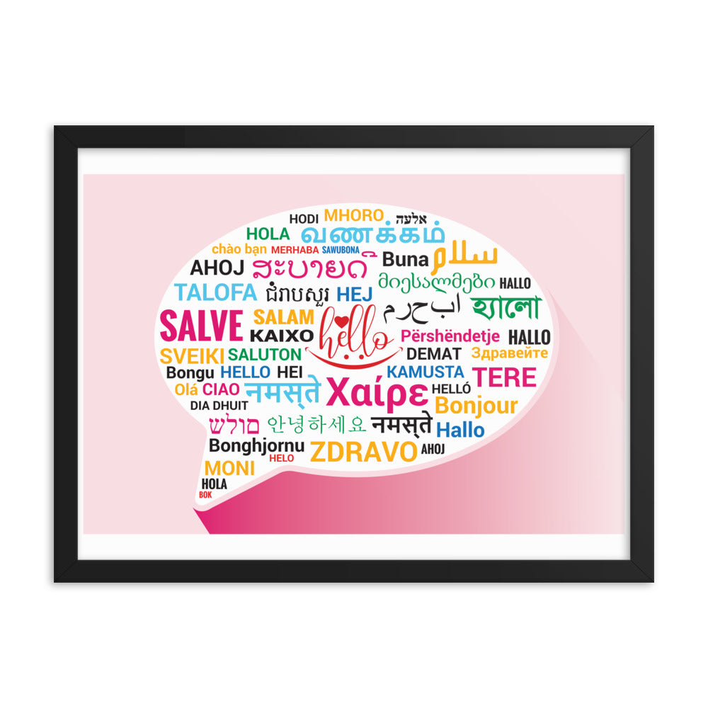 Hello in Different Languages Framed poster, Classroom Decor, Bilingual Poster, Back To School, Office Decor, Superpower Poster,