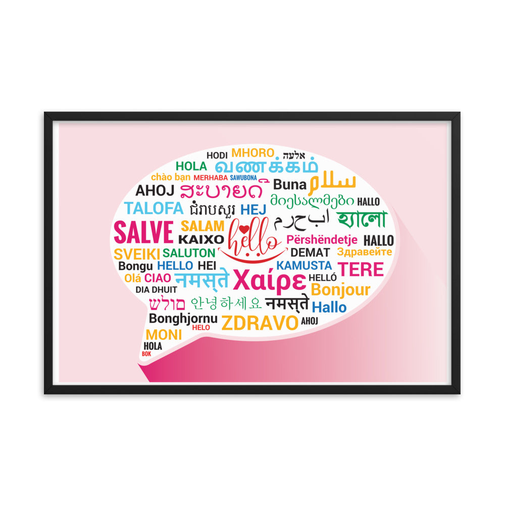 Hello in Different Languages Framed poster, Classroom Decor, Bilingual Poster, Back To School, Office Decor, Superpower Poster,