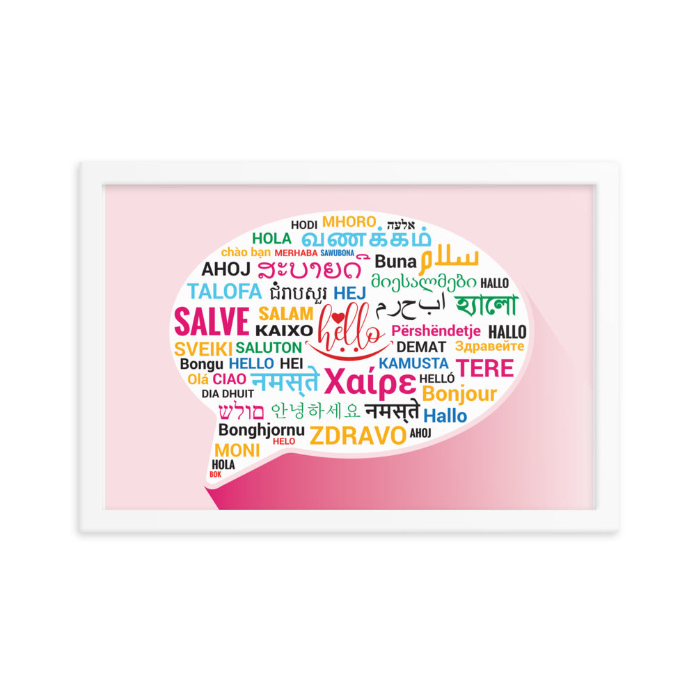 Hello in Different Languages Framed poster, Classroom Decor, Bilingual Poster, Back To School, Office Decor, Superpower Poster,