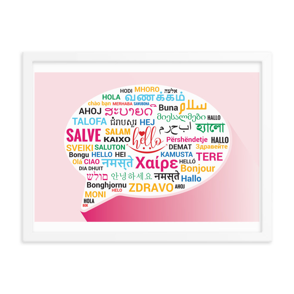 Hello in Different Languages Framed poster, Classroom Decor, Bilingual Poster, Back To School, Office Decor, Superpower Poster,