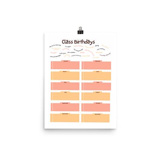 Happy Birthday Multilingual Poster, WB (Jan. - Dec.), Classroom Decor, Bilingual Poster, Back To School, Bilingual Poster, Bilingual Poster for Classroom,