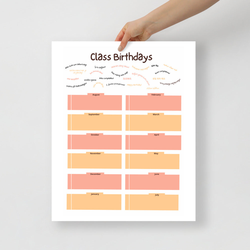 Happy Birthday Multilingual Poster, WB (Aug. - July), Bilingual Super Power Poster, Classroom Decor, Bilingual Poster, Back To School, Office Decor, Multilingual Poster,