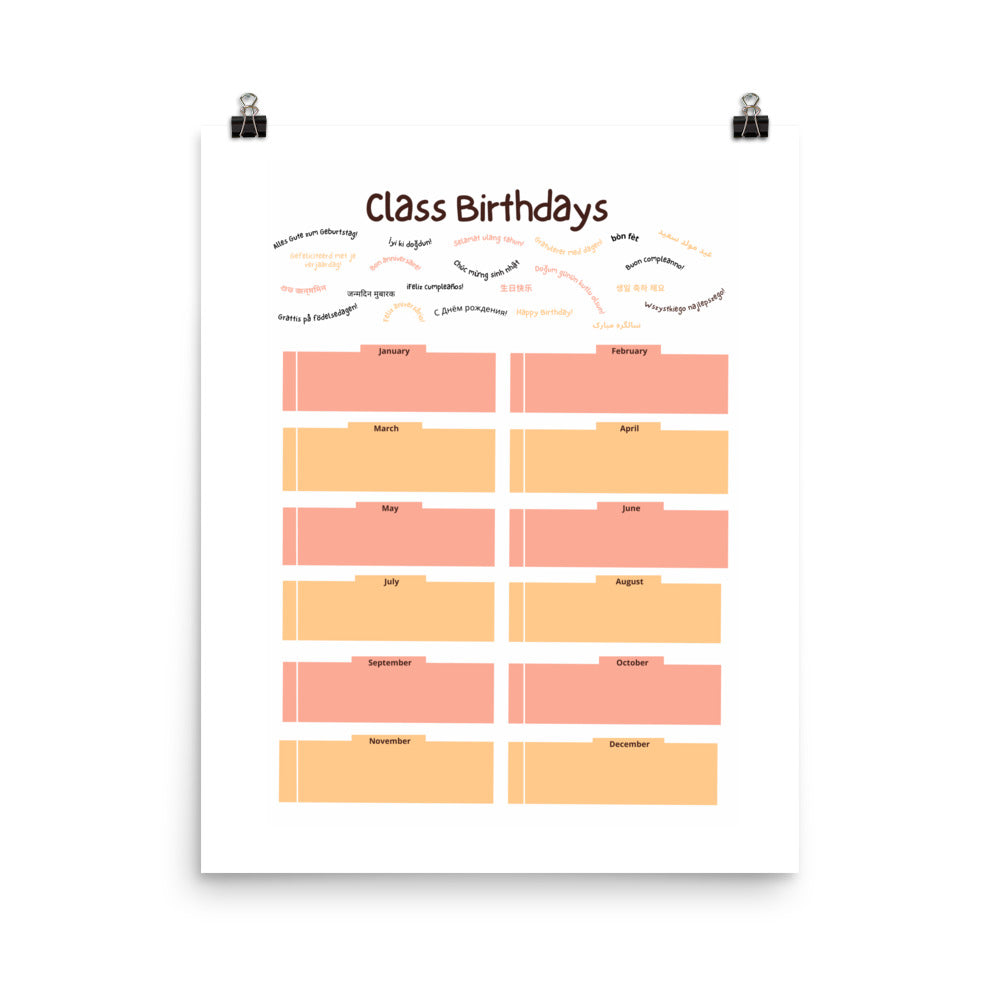 Happy Birthday Multilingual Poster, WB (Jan. - Dec.), Classroom Decor, Bilingual Poster, Back To School, Bilingual Poster, Bilingual Poster for Classroom,