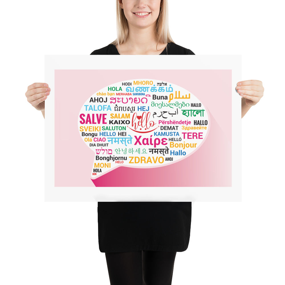 Hello in Different Language Poster, Classroom Decor, Bilingual Poster, Back To School, Office decor, Superpower Poster Canvas,