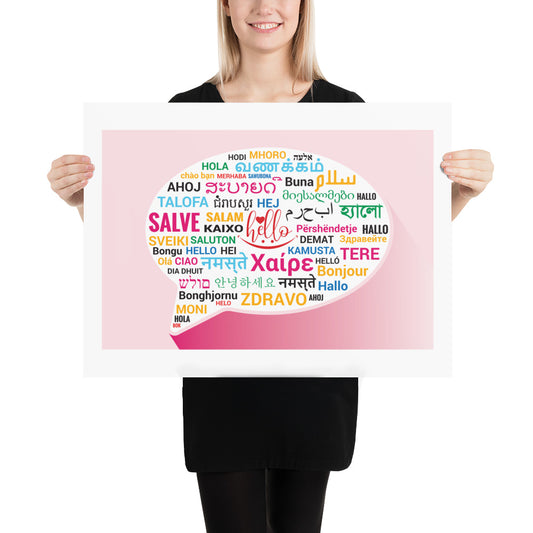 Hello in Different Language Poster, Classroom Decor, Bilingual Poster, Back To School, Office decor, Superpower Poster Canvas,