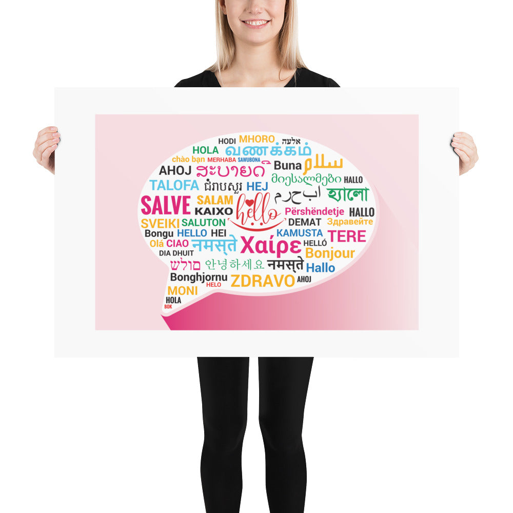 Hello in Different Language Poster, Classroom Decor, Bilingual Poster, Back To School, Office decor, Superpower Poster Canvas,
