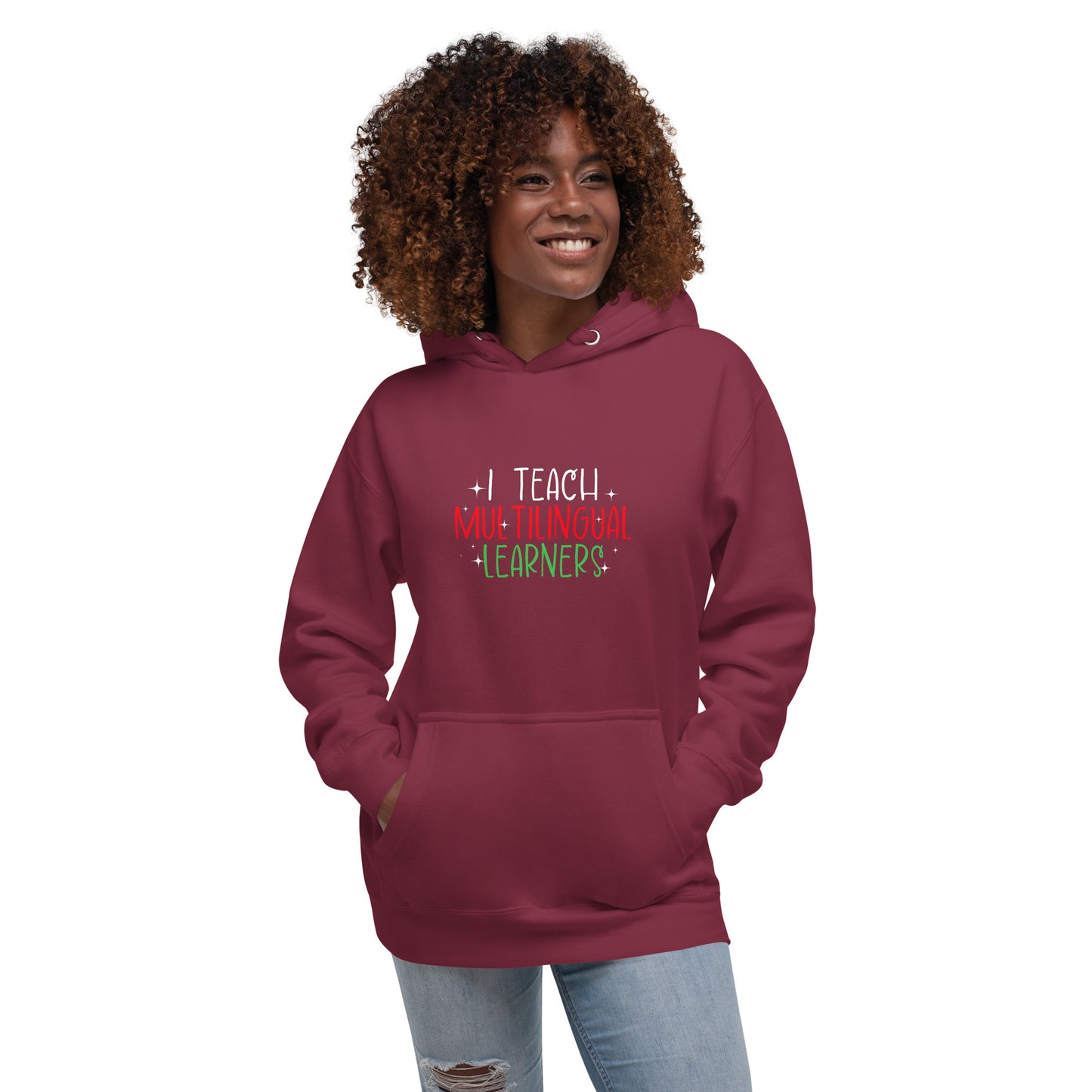 Sudadera con capucha para profesor de aprendizaje multilingüe