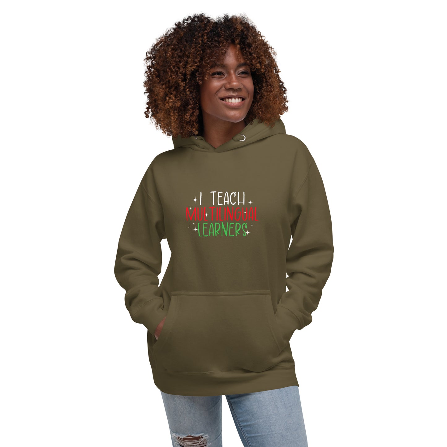 Sudadera con capucha para profesor de aprendizaje multilingüe