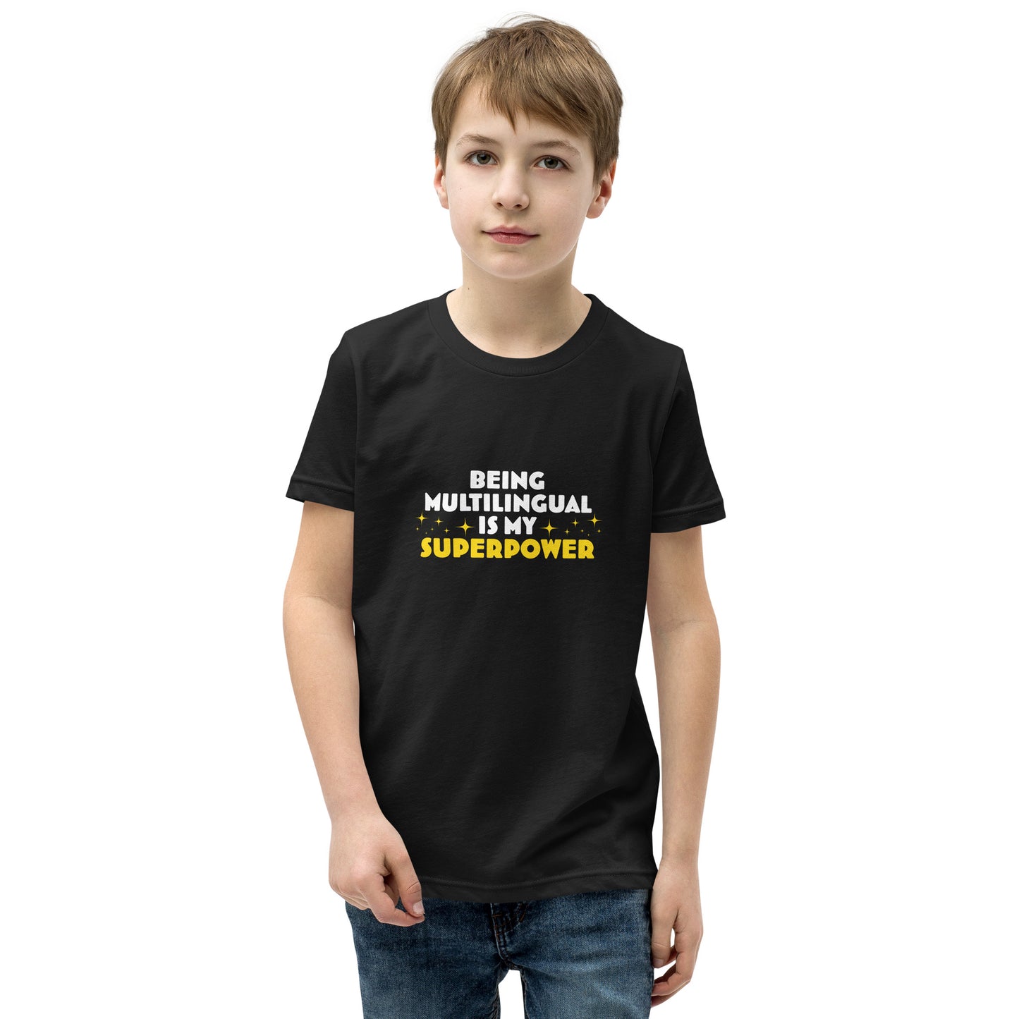 Multilingual Superpower Youth T-Shirt.