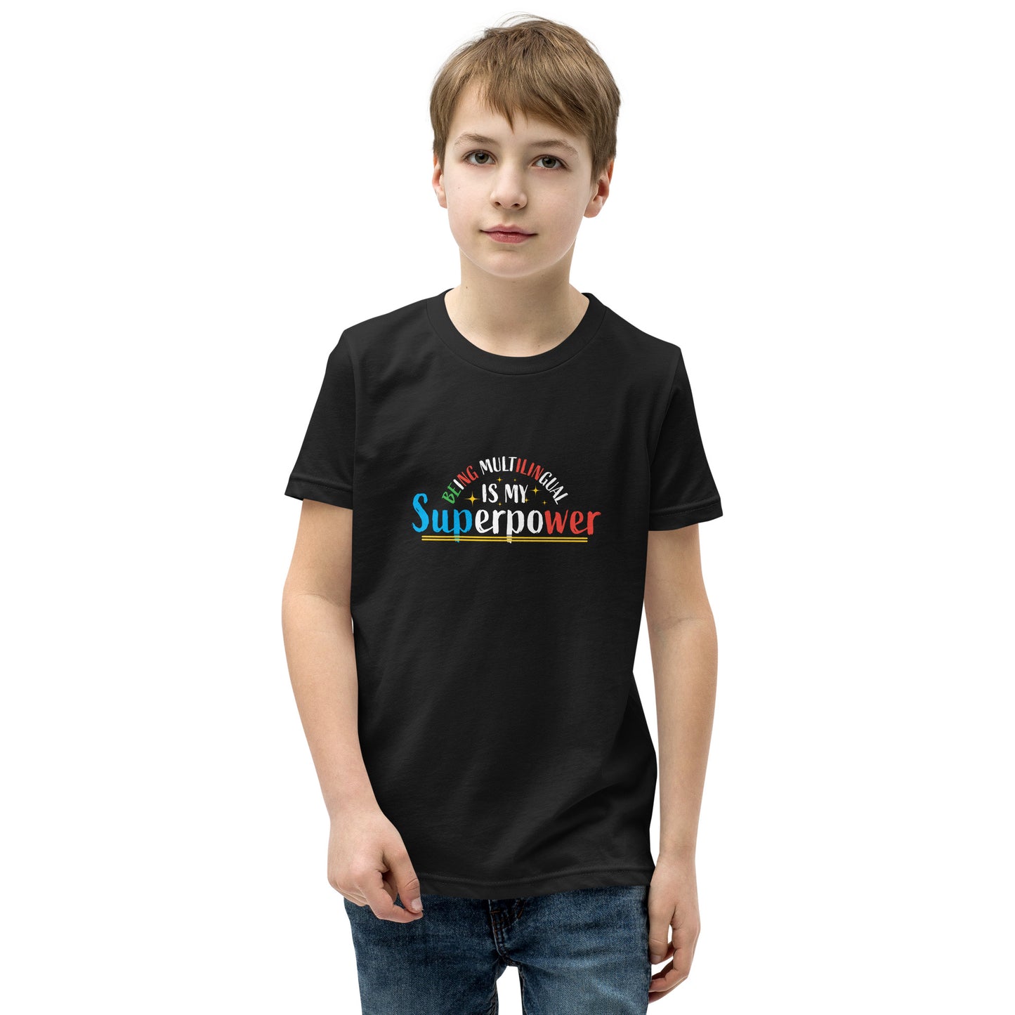 Multilingual Superpower Youth Short Sleeve T-Shirt