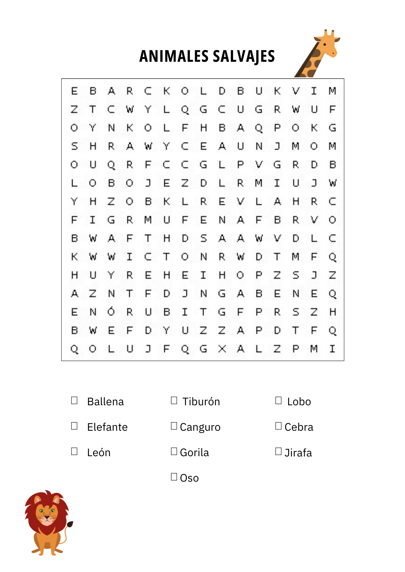 Spanish Vocabulary Word Search Worksheets