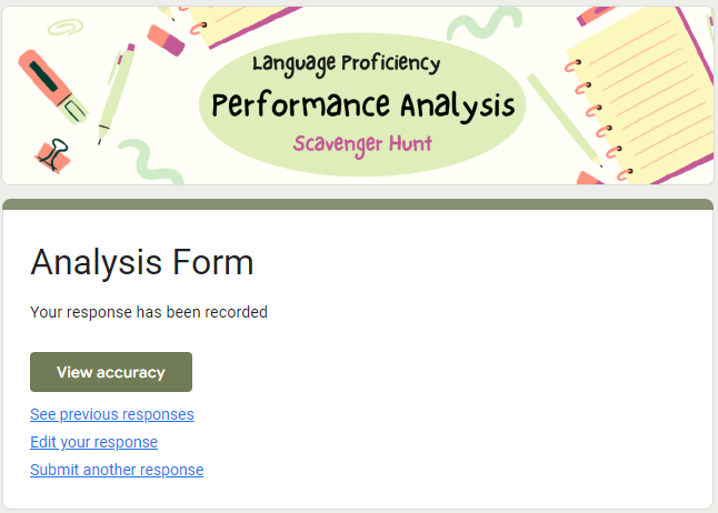 Language Proficiency Analysis Form