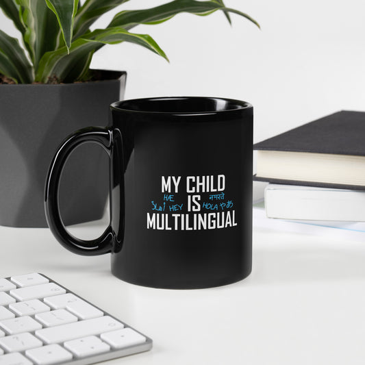 Multilingual child Black Glossy Mug