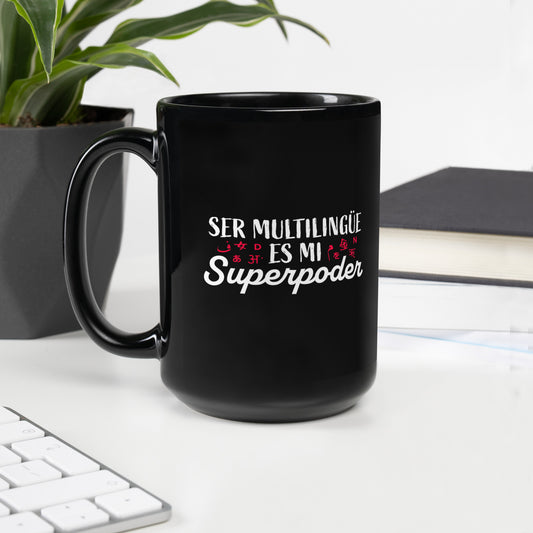 Superpoder Black Glossy Mug