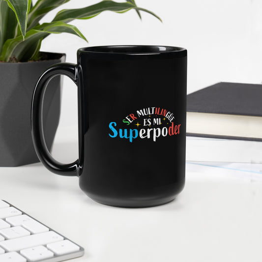 Superpoder Black Glossy Mug