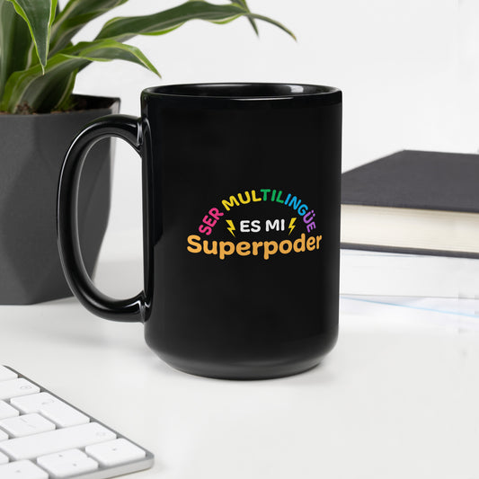 Superpoder Black Glossy Mug