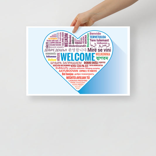 Cartel de bienvenida en diferentes idiomas