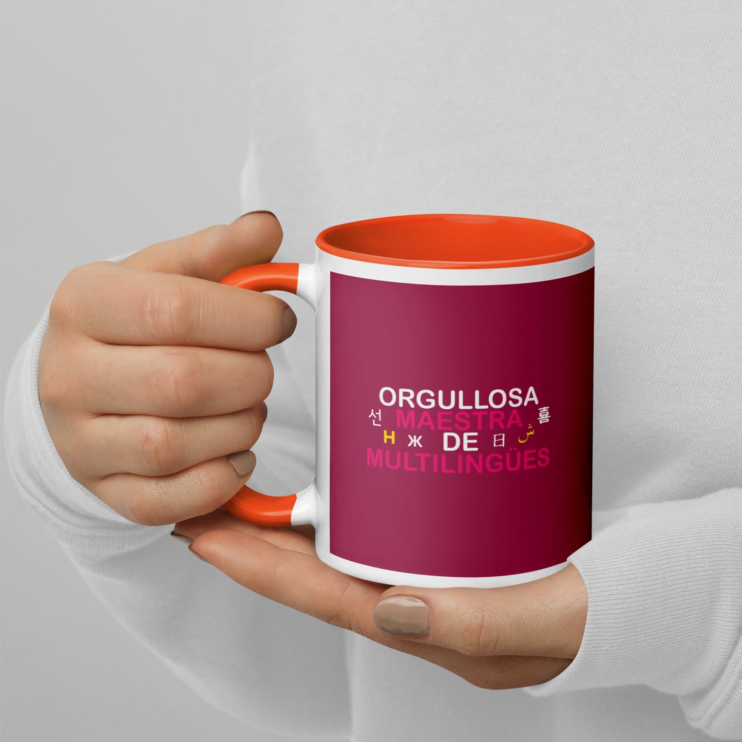 Orgullosa Maestra De Multilingues Mug with Color Inside