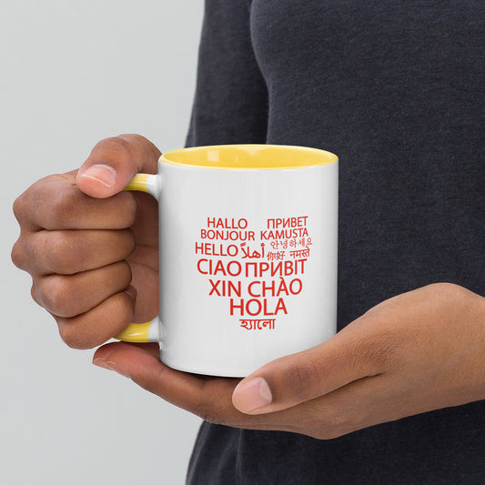 Hello in Different Languages Heart  Mug